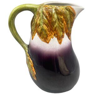 eggplant shaped Mancer pitcher 417814 purple green handle glass made Italy READ